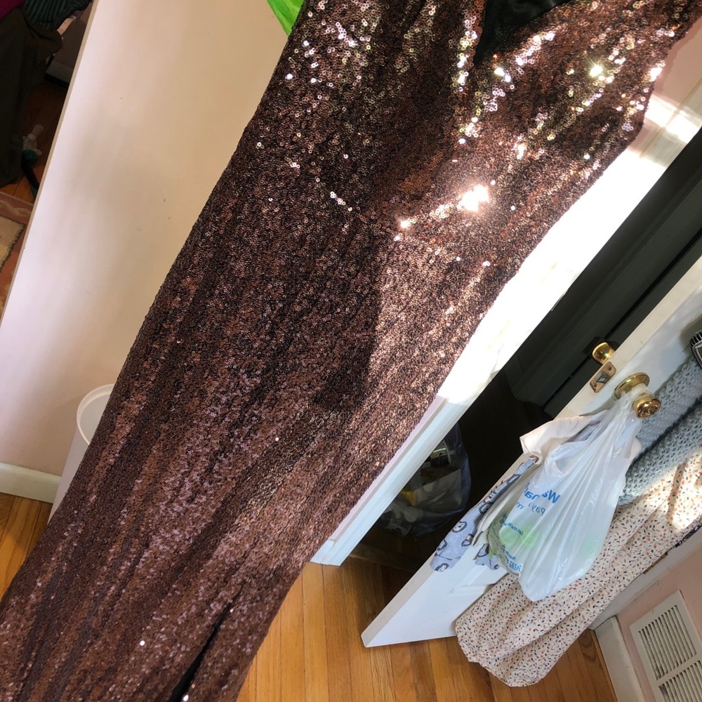 Windsor maxi shimmer dress bronze color